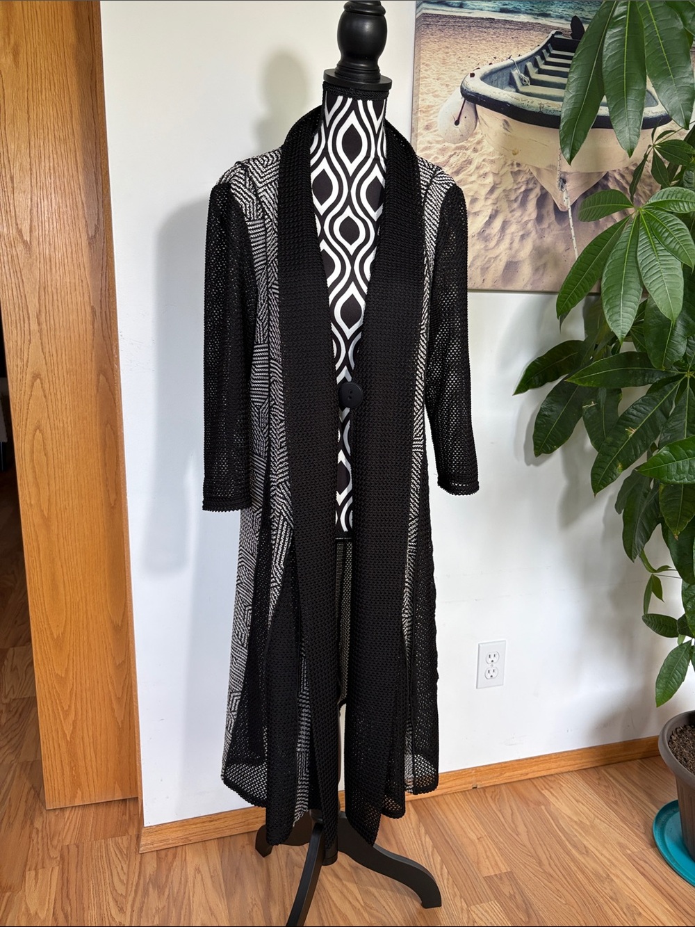 Joseph Ribkoff Black Sheer Long Open Cardigan gorgeous